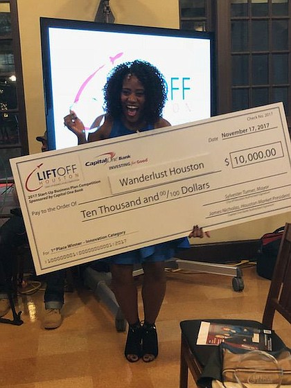  entrepreneur Deidre Mathis won 1st place in the Houston Liftoff Business Pitch Competition winning $10,000 