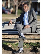 Mayor Levar M. Stoney relaxes for a moment in Libby Hill Park on Dec. 28, 2016, just three days before taking office. 