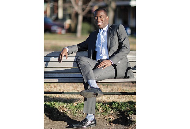 Mayor Levar M. Stoney relaxes for a moment in Libby Hill Park on Dec. 28, 2016, just three days before taking office. 