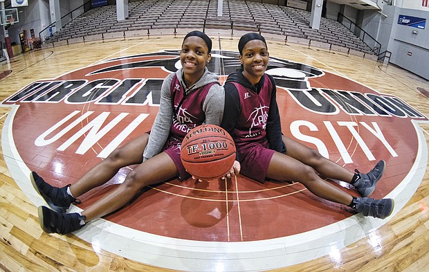 Lady Panthers and twins Shareka, left, and Shameka McNeill turned down offers from other universities to attend Virginia Union University together. They were born three minutes apart and remain inseparable.