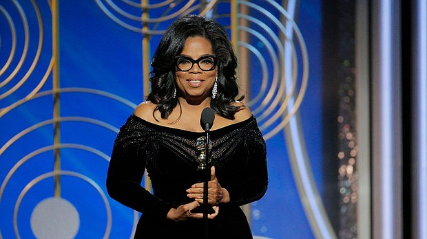 Oprah Winfrey, Winner, Cecil B. Demille Award at the 75th Annual Golden Globe Awards held at the Beverly Hilton Hotel on January 7, 2018 — (Photo by: Paul Drinkwater/NBC)