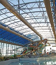 The largest indoor water park under a single curved retractable roof in the USA.