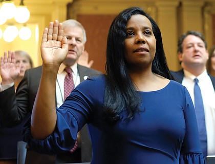 Alexandria Delegate Charniele L. Herring joins members in taking the oath of office to begin a new term
