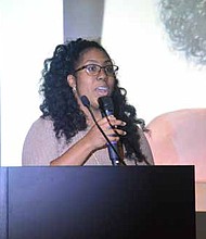 During the 2017 Walgreens Expressions Challenge, Alexis Johnson, a Bolingbrook High School student, showcased her painting entitled “True Identity,” which she describes as a Black woman who wears two faces: the right side of the face showing the conformity and the left side displaying her natural, true side. Photo Credit: Christopher Shuttlesworth