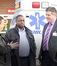 Illinois State Representative Robert Rita (left), Illinois State Senator Emil Jones III (centered)
and Tim Egan, president of Roseland Hospital (right) recently shared with the Citizen that
Roseland may be shut down if the Illinois Hospital Assessment program isn’t reinstated by
Gov. Bruce Rauner by June 30, 2018. Photo Credit: Christopher Shuttlesworth