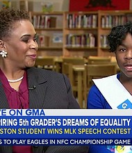 Fifth grader Tchanori Kone and her mother