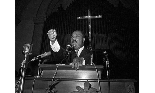 Dr. Martin Luther King Jr. speaks in Eutaw, Ala., in June 1965. Dr. King was head of the Southern Christian Leadership Conference and a Nobel Peace Prize winner.