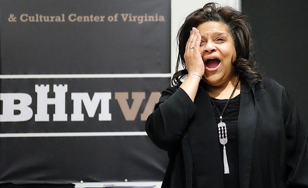 Lauding Lauderdale // Mary C. Lauderdale, operations manager of the Black History Museum and Cultural Center of Virginia, is surprised with a celebration last Friday honoring her 20 years of service at the museum in Jackson Ward. A steady fixture at the museum, Ms. Lauderdale has performed numerous jobs during her tenure, including chief docent, gift shop manager, head of visitor services and museum manager. The surprise event featured African drummers, speeches by area artists and museum board members, presentation of a portrait by Richmond artists Jerome Jones Jr. and his son, Jeromyah Jones, a champagne toast, cake and hors d’oeuvres.
