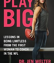 “Play Big: Lessons in Being Limitless from the First Woman to Coach in the NFL” by Dr. Jen Welter with Stephanie Krikorian
c.2017, Seal Press		       $26.00 / $34.00 Canada			266 pages
