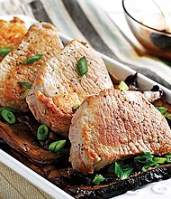 Pork Loin Chops with Sweet Balsamic Mushrooms
