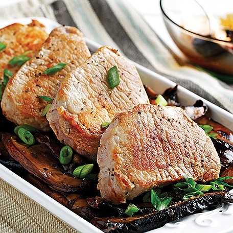 Pork Loin Chops with Sweet Balsamic Mushrooms