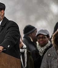 Cornell William Brooks, president of the NAACP speaking during a recent event for Al Sharpton’s National Action Network