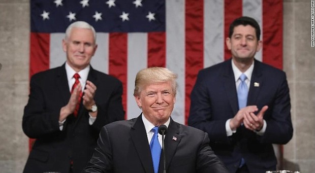 President Donald Trump at his first State of the Union