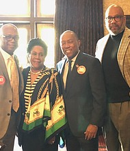 Bishop James Dixon II, Congresswoman Sheila Jackson Lee, Houston Mayor Sylvester Turner, and Pastor Ralph D. West at the Faith Leaders Breakfast