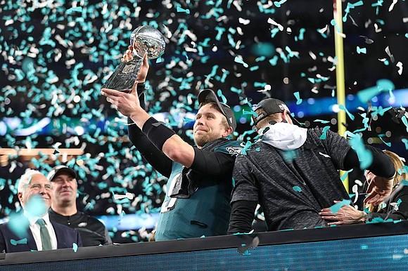 Philadelphia Eagles quarterback NICK FOLES was voted the winner of the Pete Rozelle Trophy, awarded to the Super Bowl LII …