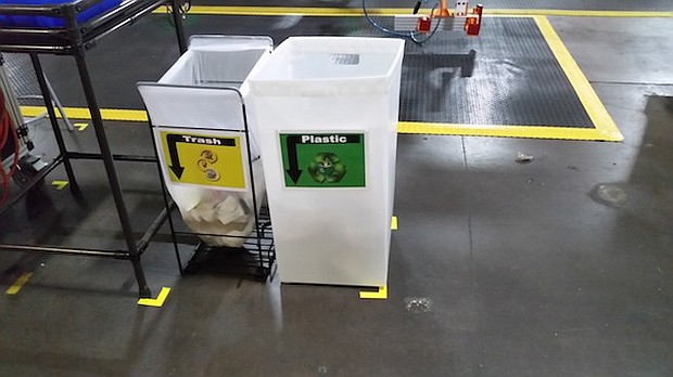 Line-side and mixed container recycling systems in high-traffic areas at GM facilities empower employees to contribute to the company’s zero-waste goal.