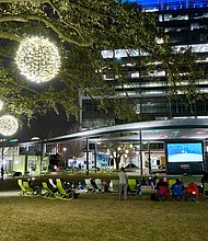 Levy Park Conservancy presents Movie Night on Mar. 30 with the family-friendly flick Into the Woods with Meryl Streep. Come out and enjoy this free event. Food and beverages are available for purchase. Photo courtesy of Levy Park Conservancy.