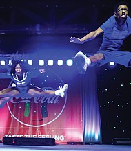 Cheerleaders from various school squads show off their moves in the CIAA Cheerleading Competition.