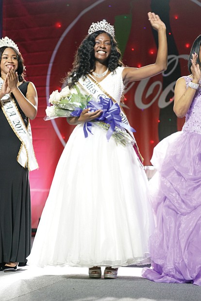 Miss Shaw University Briona May beams after being crowned 2018 Miss CIAA on Saturday at CIAA Fan Fest. The senior from Hampton, who is majoring in social work, also won a $2,500 Food Lion scholarship.