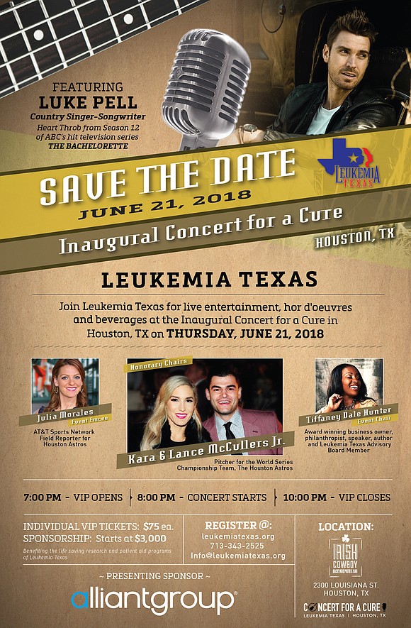 Leukemia Texas is pleased to host its inaugural Houston “Concert for a Cure” taking place at The Irish Cowboy on …