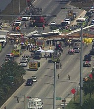 A pedestrian bridge collapsed at Florida International University in Miami on Thursday.