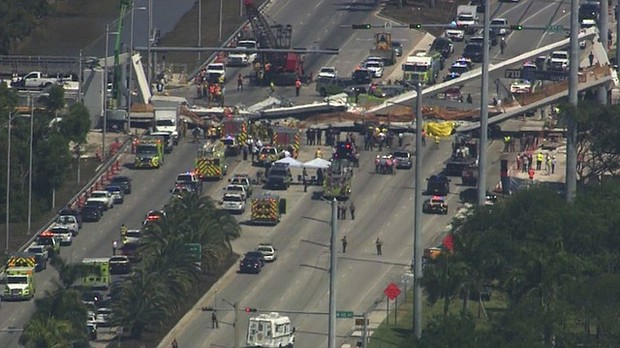 A pedestrian bridge collapsed at Florida International University in Miami on Thursday.