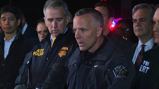 A suspect in a wave of bombing attacks in Austin killed himself inside his car with an explosive device early Wednesday, March 21, 2018, as authorities closed in, police said.