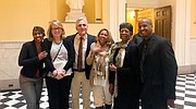 The late Henrietta Lacks was honored by the Virginia General Assembly in February. At the State Capitol for the tribute are, from left, Mrs. Lacks’ granddaughter, Jerri Lacks; Halifax Mayor Kristy Johnson; Matt Leonard, executive director of the Halifax County Industrial Development Authority; Adele Newson-Horst, vice president of the Henrietta Lacks Legacy Group; Courtney Speed of Turner Station, Md.; and family member David Lacks.
