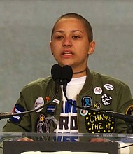 Emma Gonzalez strode on stage at the March for Our Lives rally in Washington, DC on March 24, 2018. The high school senior listed the names of the 17 students and staff gunned down at her high school in Parkland, Florida.