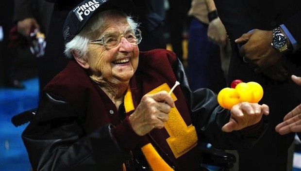 Sister Jean is a chaplain of the Loyola-Chicago men's basketball team  Full Credit: Kevin Cox/Getty Images North America/Getty Images
