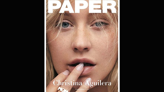 Singer Christina Aguilera goes makeup-free for cover of Paper magazine. /Zoey Grossman/Paper