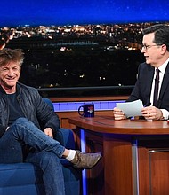 Award-winning actor Sean Penn appears Monday on "The Late Show With Stephen Colbert."/Scott Kowalchyk/CBS