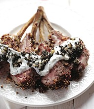 Rack of Lamb with Quinoa-Hazelnut Crust and Mint Pesto