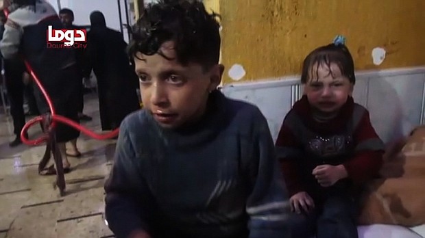 	US allies have rallied behind President Donald Trump's warning that Syria would pay a "big price" if it is found to have carried out a chemical attack on the rebel-held town of Douma.. Pictured here are children receive medical treatment after a suspected chemical attack in Douma.
Source:	