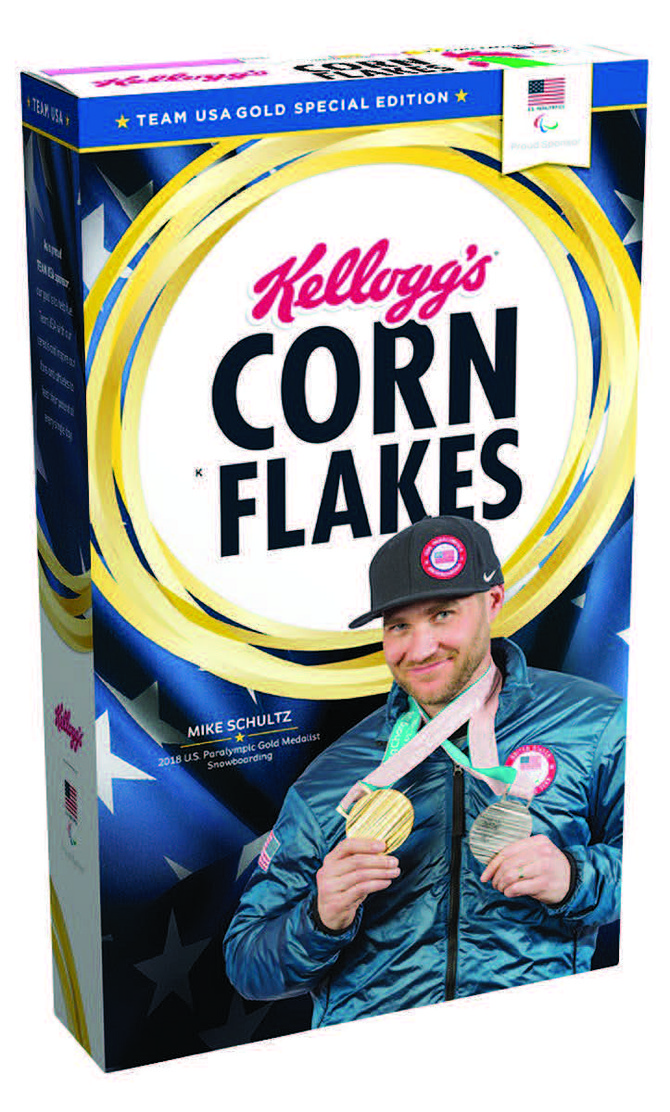 Mike Schultz’s Gold Medal Edition Kellogg’s® Corn Flakes® Box.