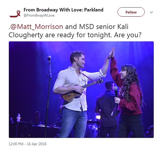 Broadway and television entertainers will share the stage with Marjory Stoneman Douglas High School students for a concert to benefit victims and survivors of the February 14 school shooting in Parkland, Florida.  Full Credit: From Broadway With Love: Parkland/Twitter