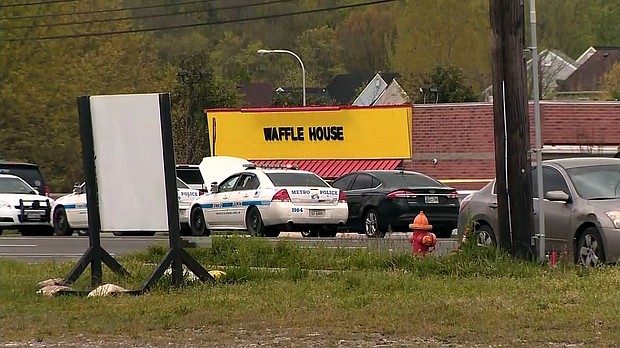 A gunman opened fire at about 3:25 a.m. (4:25 a.m. ET) in Antioch, part of the Nashville area on April 22, 2018. The gunman killed four people at an area Waffle House.