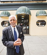 Richard Waller Jr. is hoping the family jewelry business can recover now that construction of the new bus rapid transit system is nearly done. Founded in 1900, Waller & Co. Jewelers is about the only jewelry store still operating in Downtown. Right, view of the new, virtually complete Pulse station at Adams and Broad streets, about two blocks west of Waller & Co. Jewelers. Service is expected to begin July 1, GRTC has indicated.