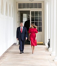 President Donald Trump and First Lady Melania Trump at The White House.