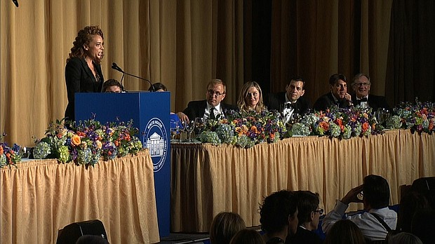 Host Michelle Wolf speaks during the White House Correspondents' Dinner.