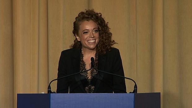 Host Michelle Wolf speaks during the White House Correspondents' Dinner.
