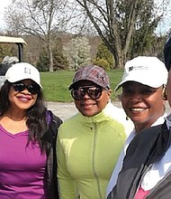 The five golfers met with discrimination at a Pennsylvania golf club where they are members are part of Sisters in the Fairway. They are, from left, Carolyn Dow, Sandra Harrison, Karen Crosby, Sandra Thompson and Myneca Ojo.