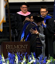 Shirl Baker received a posthumous degree from Belmont University in her daughter's honor on Saturday.
