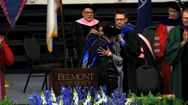 Shirl Baker received a posthumous degree from Belmont University in her daughter's honor on Saturday.