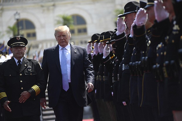 President Donald Trump arrives to address the 37th Annual National Peace Officers Memorial Service at the US Capitol in Washington.