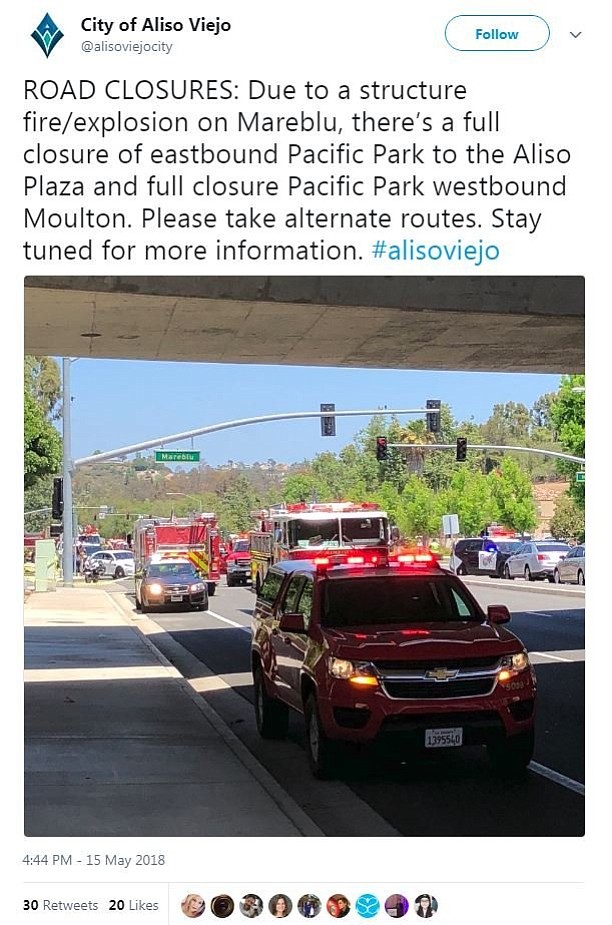 	Federal officials are responding after one person was killed Tuesday in an explosion at a medical building in Aliso Viejo, California.