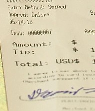 A waitress at 4 Star Diner in Roland received a hefty tip of $2,000 from a Mississippi truck driver on Sunday.