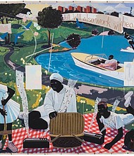 “Past Times” by Kerry James Marshall sold for $21.1 million on Wednesday to the music mogul Sean Combs (image via Sotheby’s)
