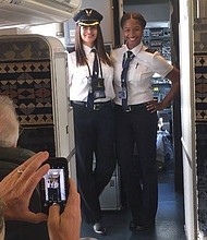 Captain Tara Wright and 1st Officer Mallory Cave of Alaska Airlines (photo via ktva.com)