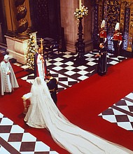 Lady Diana, Princess of Wales and Prince Charles of Wales at their wedding in London at St Paul Cathedral 29 July 1981.